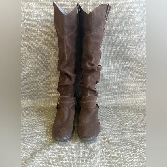 Restricted crunched Brown Suede Cowboy Knee-High Boots size - Picture 8 of 16